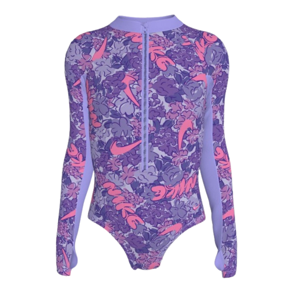 Nike Swim Doodle Floral Girls' Long Sleeve One Piece